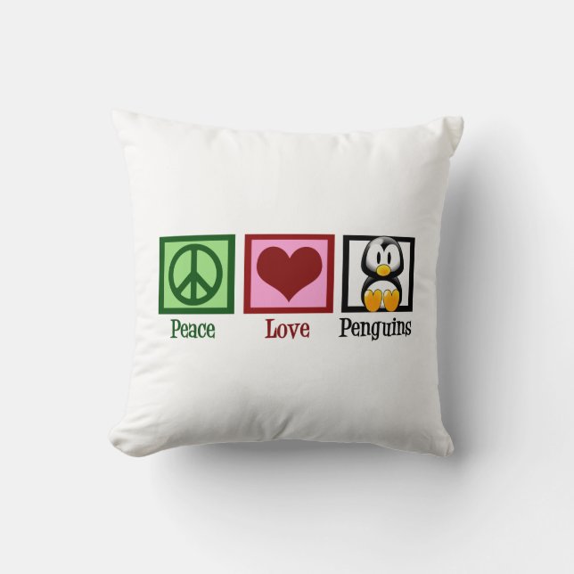 Cute Penguins Throw Pillow (Front)