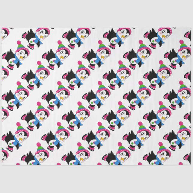 Cute Penguins Tissue Paper (Front)