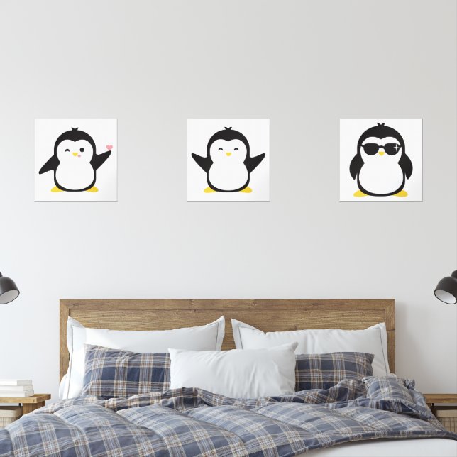Cute Penguins Wall Art Sets (Bedroom)