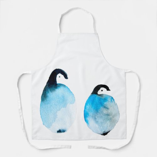 Cute Penguins watercolor Apron