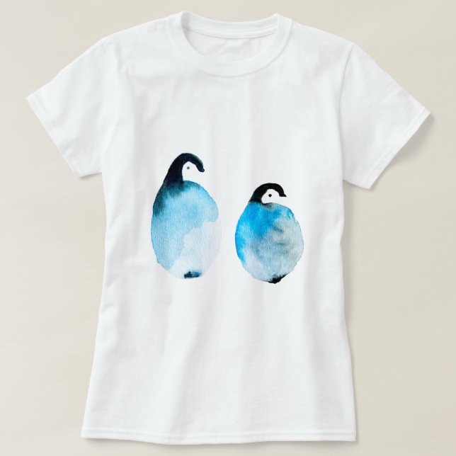 Cute Penguins watercolor T-Shirt (Design Front)