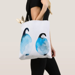 Cute Penguins watercolor Tote Bag
