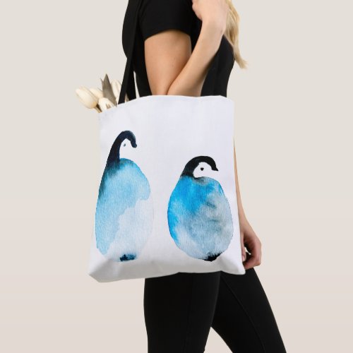 Cute Penguins watercolor Tote Bag