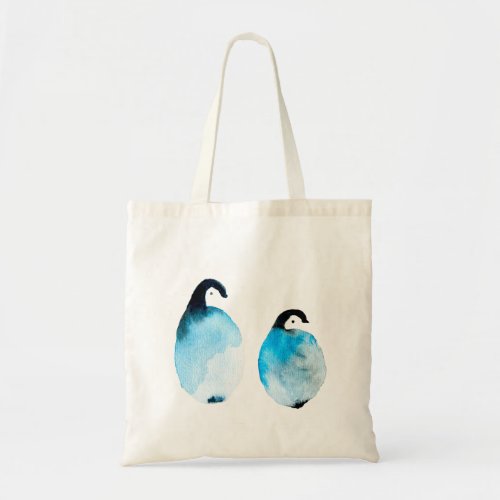 Cute Penguins watercolor Tote Bag
