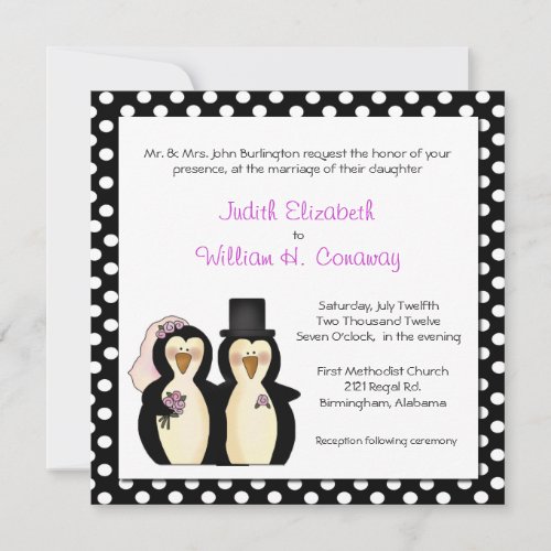 Cute Penguins Wedding Invitation