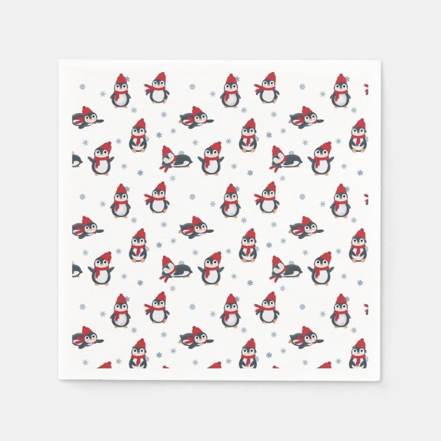 Cute Penguins Winter Birds Arctic Animals Napkins (Front)