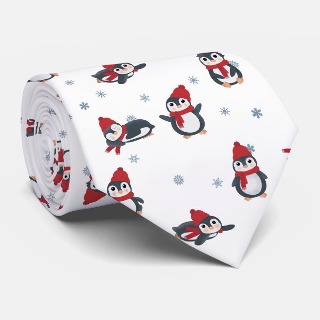 Cute Penguins Winter Birds Arctic Animals Neck Tie (Rolled)