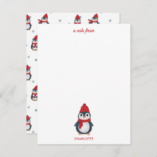 Cute Penguins Winter Birds Arctic Christmas Note Card