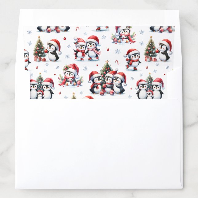 Cute Penguins Winter Holidays Pattern Christmas Envelope Liner (In Envelope)