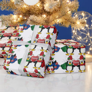 Cute Penguins Wishing You A Merry Christmas Wrapping Paper