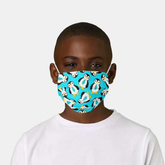 Cute Penguins with Blue Neckties Kids' Cloth Face Mask (Worn)