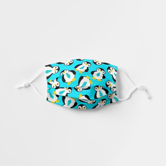 Cute Penguins with Blue Neckties Kids' Cloth Face Mask (Front, Unfolded)