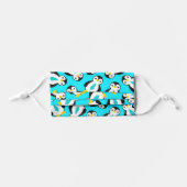 Cute Penguins with Blue Neckties Kids' Cloth Face Mask (Front, Folded)