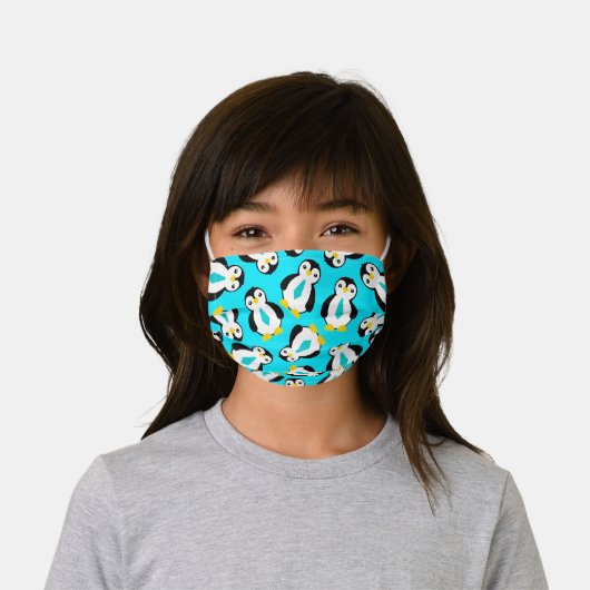 Cute Penguins with Blue Neckties Kids' Cloth Face Mask (Worn)