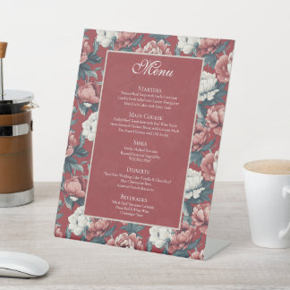 Cute Peonies Garden City Wedding Pedestal Sign