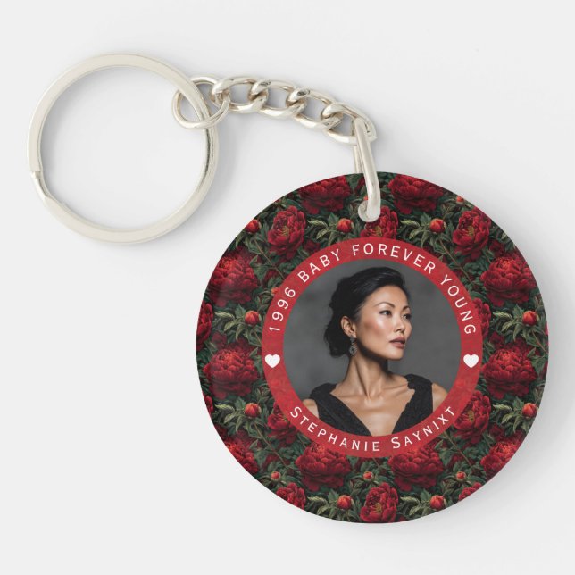 Cute Peony Flower Daughter’S Birthday Keychain (Front)