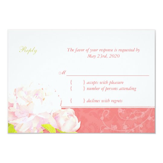Cute Peony Spring Wedding RSVP Card