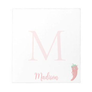 Cute Pepper Custom Name Initial Notepad