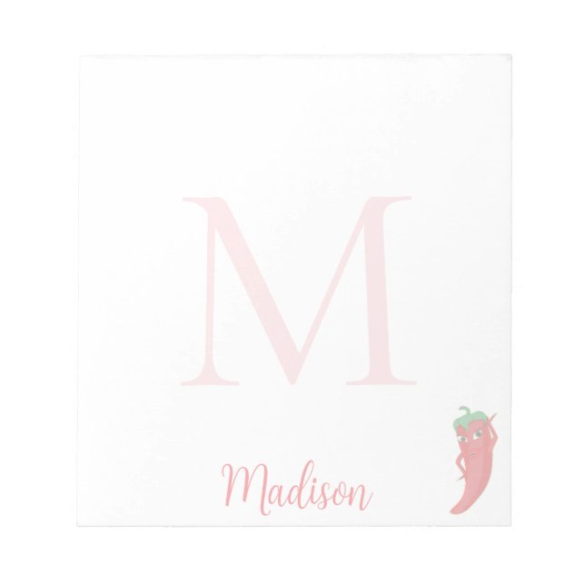 Cute Pepper Custom Name Initial  Notepad (Front)