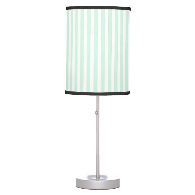 Cute Peppermint Green White Striped Nursery Table Lamp (Front)
