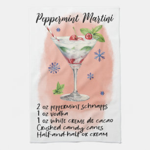 Cute Peppermint Martini Christmas Drink Recipe Kitchen Towel