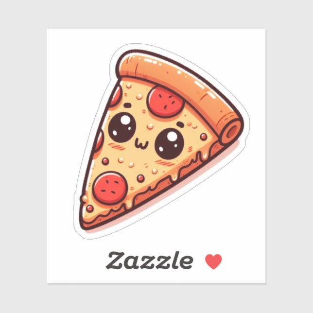 Cute Pepperoni Pizza Custom-Cut Vinyl Stickers (Sheet)