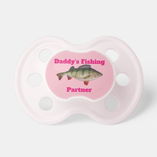 Cute Perch Fishing Fish Daddy's Fishing Partner Pacifier (Front)