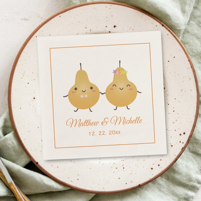 Cute Perfect Pear Perfect Pair Elegant Wedding Napkins (Creator Uploaded)