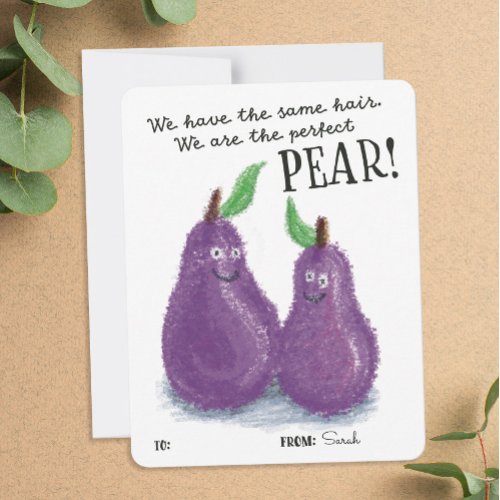 Cute Perfect Pear Pun Valentines Day Classroom Holiday Card