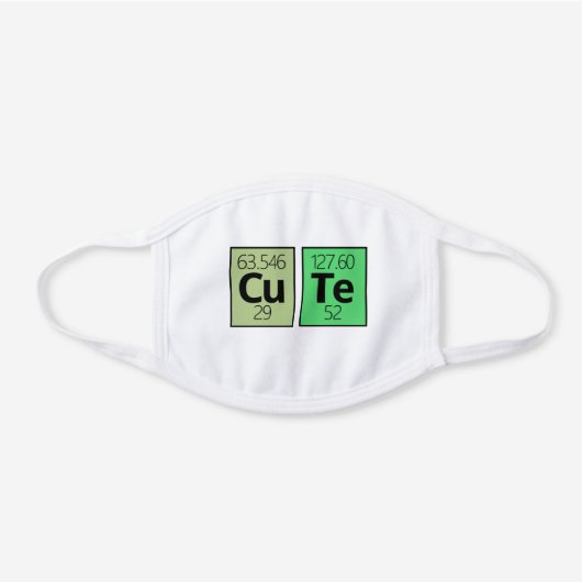 Cute Periodic Table Element Symbols White Cotton Face Mask (Front)