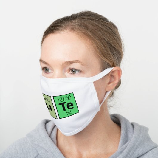 Cute Periodic Table Element Symbols White Cotton Face Mask (Angled)