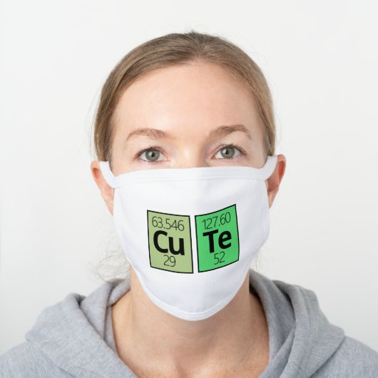 Cute Periodic Table Element Symbols White Cotton Face Mask (Worn)