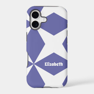 Cute Periwinkle Blue Retro Pattern Custom Name iPhone 17 Case