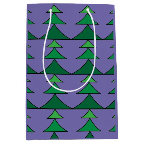 Cute Periwinkle Christmas Tree Pattern  Medium Gift Bag