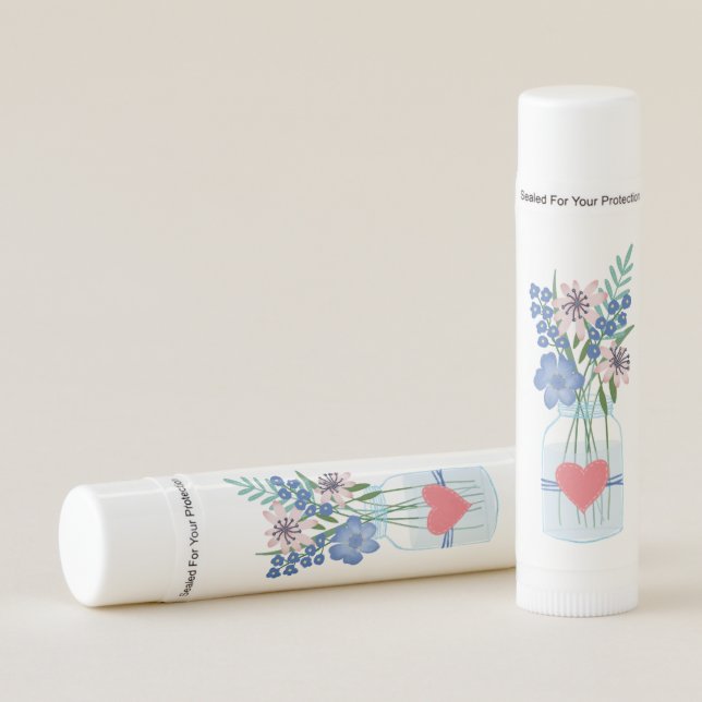 Cute Periwinkle Floral Vase Lip Balm (Front)