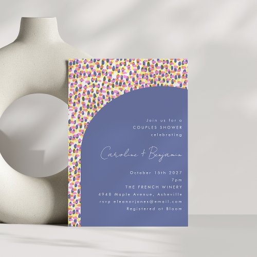 Cute Periwinkle Purple Abstract Dot Couples Shower Invitation