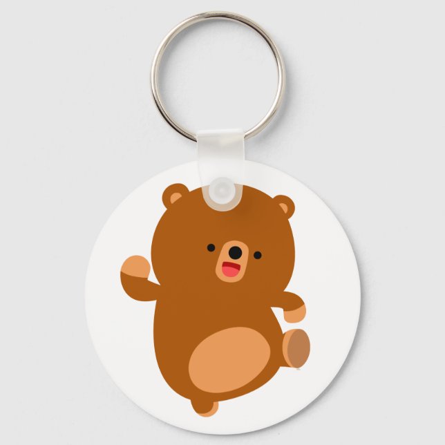 Cute Perky Cartoon Bear Keychain (Front)