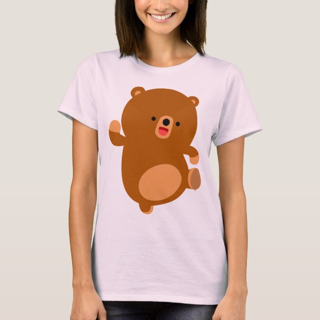 Cute Perky Cartoon Bear Women T-Shirt (Front)