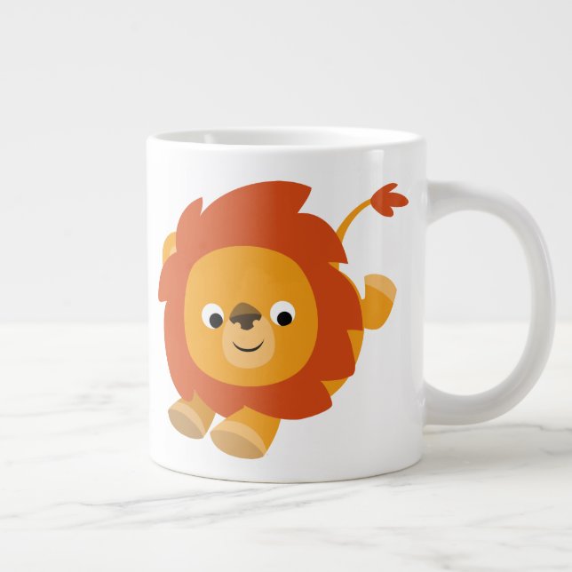 Cute Perky Cartoon Lion Giant Coffee Mug (Right)