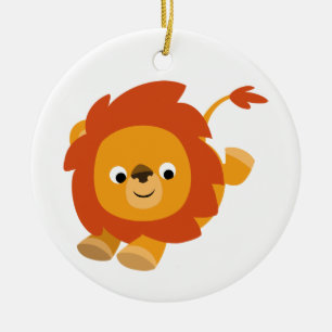 Cute Perky Cartoon Lion Ornament