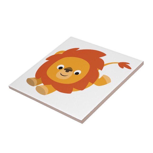 Cute Perky Cartoon Lion Tile (Side)