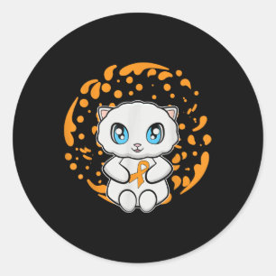 Cute Persian Cat Anime Kitten Leukemia Awareness F Classic Round Sticker