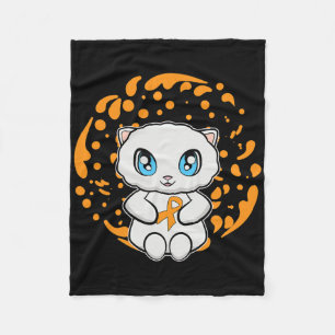 Cute Persian Cat Anime Kitten Leukemia Awareness Fleece Blanket