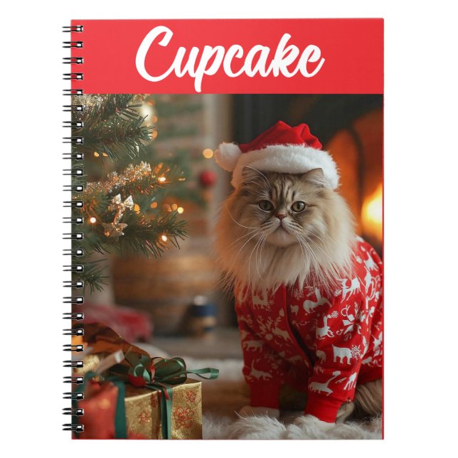 Cute Persian Cat Christmas Personalized Notebook (Front)