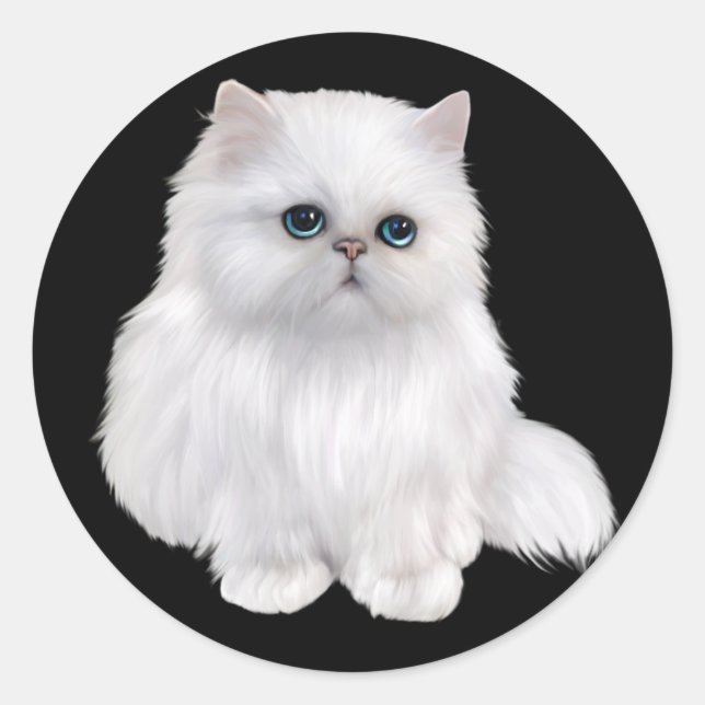 Cute Persian Cat Classic Round Sticker (Front)