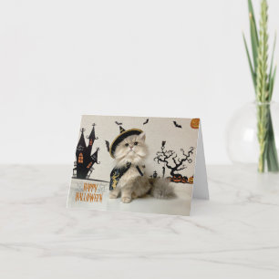 Cute Persian Cat in Halloween Costume  Card
