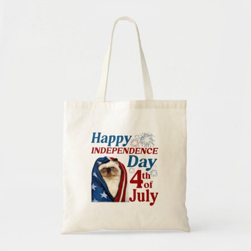 Cute Persian Cat Independence Day Usa 4Th Of July Tote Bag