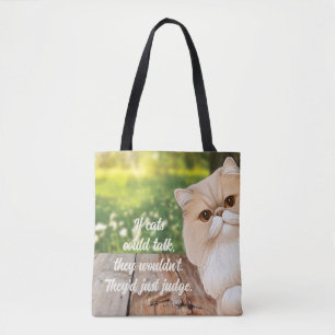 Cute Persian Cat Peek Around Tote Bag