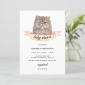 Cute Persian Cat Ribbon Baby Shower Invitation (Standing Front)
