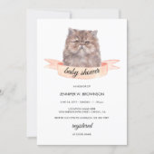 Cute Persian Cat Ribbon Baby Shower Invitation (Front)